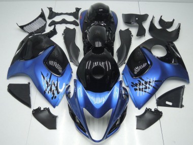 Online Carenados Moto Suzuki GSXR 1300 Hayabusa 2008-2020 - Negro Brillante Azul Claro