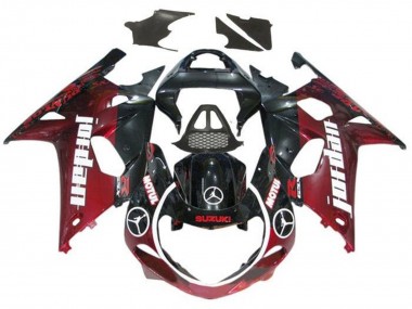 Online Negro Brillante Rojo Oscuro Jordan Carenado Moto Suzuki GSXR1000 2000-2002