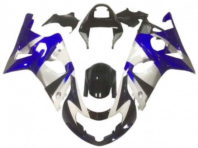 Online Plata Azul Negro Brillante Carenado Moto Suzuki GSXR1000 2000-2002