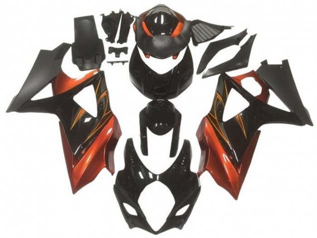 Online Negro Brillante Negro Mate Naranja Carenado Moto Suzuki GSXR 1000 2005-2006