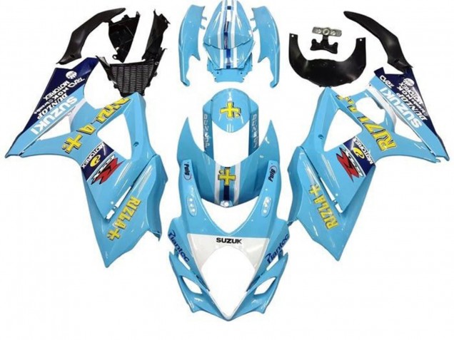Online Azul Claro Amarillo Negro Rizla Carenado Moto Suzuki GSXR 1000 2005-2006