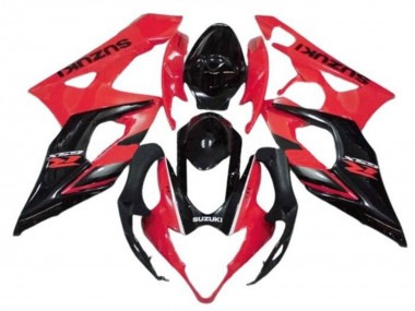 Online Rojo Negro Brillante Raya Carenado Moto Suzuki GSXR 1000 2005-2006