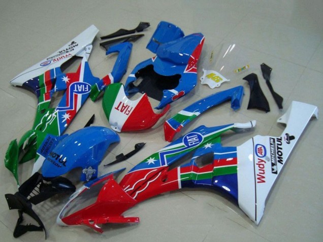 Online Blanco Azul Rojo Verde Fiat Motul Carenado Moto Yamaha YZF R6 2006-2007