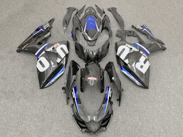 Online Falso FibraCarbono Blanco Azul Carenado Moto Suzuki GSXR1000 2017-2024