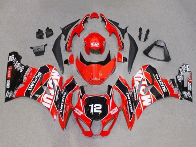 Online Rojo Blanco Negro Motul 12 Carenado Moto Suzuki GSXR1000 2017-2024
