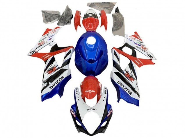 Online Blanco Rojo Azul Negro Carenado Moto Suzuki GSXR 1000 2007-2008