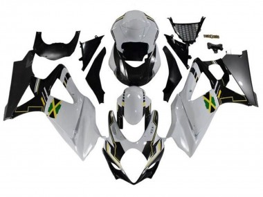 Online Blanco Negro Jamaica Carenado Moto Suzuki GSXR 1000 2007-2008