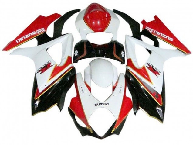 Online Blanco Rojo Oro Negro Carenado Moto Suzuki GSXR 1000 2007-2008
