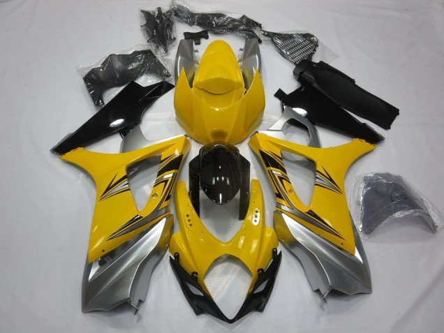 Online Amarillo Plata Negro Carenado Moto Suzuki GSXR 1000 2007-2008