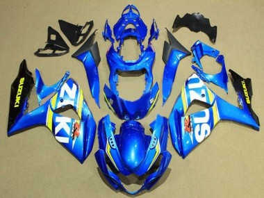 Online Azul Blanco Amarillo Raya Negro Carenado Moto Suzuki GSXR 1000 2009-2016