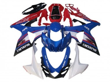 Online Azul Blanco Rojo Negro Raya Carenado Moto Suzuki GSXR 1000 2009-2016