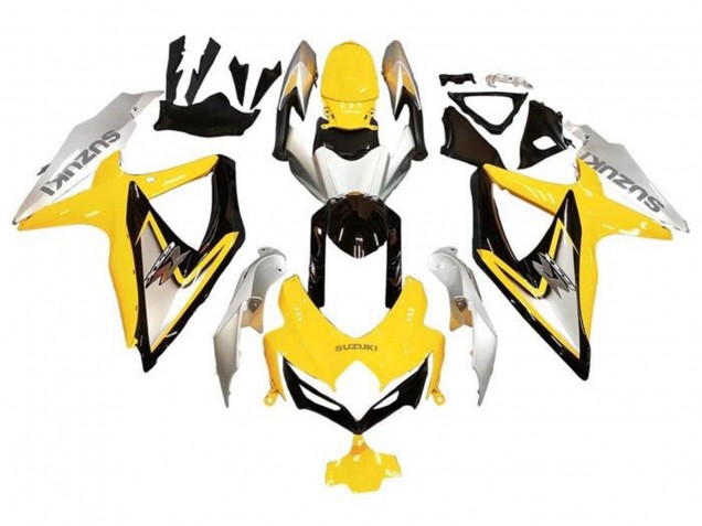 Online Plata Amarillo Negro Brillante Carenado Moto Suzuki GSXR 600 / GSXR 750 2008-2010