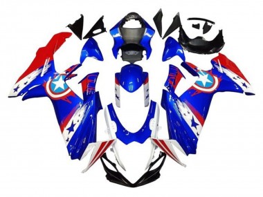 Online Azul Blanco Rojo Captain America Carenado Moto Suzuki GSXR 600 / GSXR 750 2011-2024