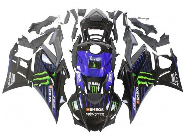 Online Azul Negro Brillante Verde ENEOS Monstruo Carenado Moto Yamaha YZF R3/R25 2019-2021