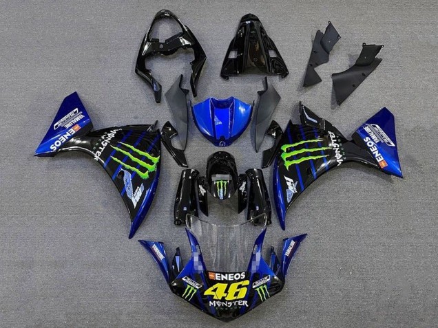 Online Azul Negro Brillante Verde Monstruo Energy Carenado Moto Yamaha YZF 1000 R1 2009-2011