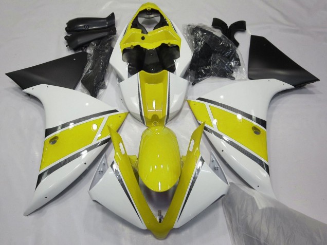 Online Blanco Amarillo Negro Mate Carenado Moto Yamaha YZF 1000 R1 2009-2011