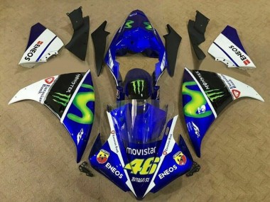 Online Azul Blanco Negro Verde MoviStar Monstruo ENEOS Carenado Moto Yamaha YZF 1000 R1 2012-2014