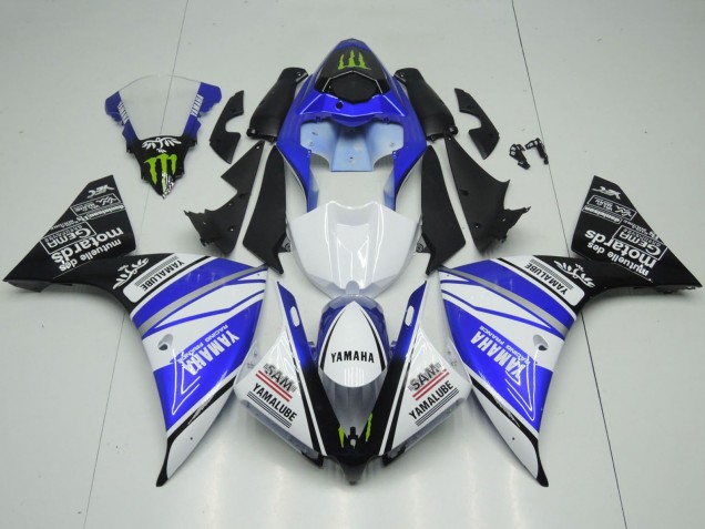 Online Blanco Azul Negro Verde Monstruo Yamalube Carenado Moto Yamaha YZF 1000 R1 2012-2014