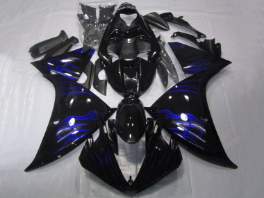Online Negro Brillante Azul Llama Carenado Moto Yamaha YZF 1000 R1 2012-2014