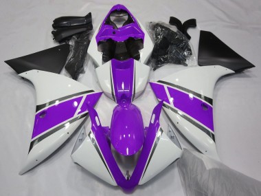 Online Blanco Púrpura Negro Mate Carenado Moto Yamaha YZF 1000 R1 2012-2014