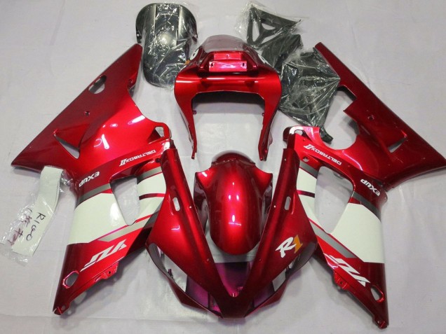 Online Rojo Blanco Plata Carenado Moto Yamaha YZF 1000 R1 2000-2001