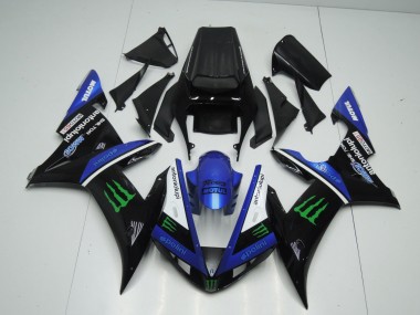 Online Azul Blanco Negro Verde Motul Verde Monstruo Carenado Moto Yamaha YZF 1000 R1 2002-2003