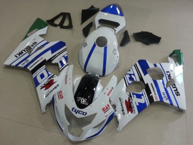 Online Blanco Azul Negro Verde Tyco Carenado Moto Suzuki GSXR 600 / GSXR 750 2004-2005