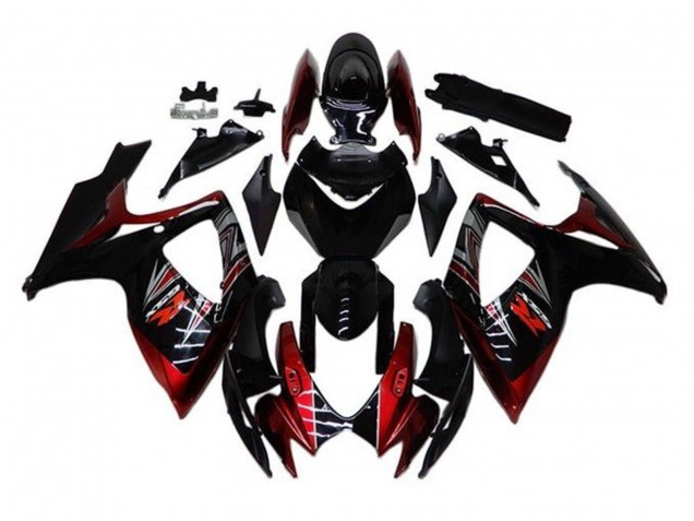 Online Negro Brillante Rojo Carenado Moto Suzuki GSXR 600 / GSXR 750 2006-2007