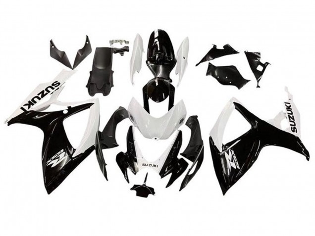 Online Blanco Negro Brillante Carenados Moto Suzuki GSXR 600 / GSXR 750 2006-2007