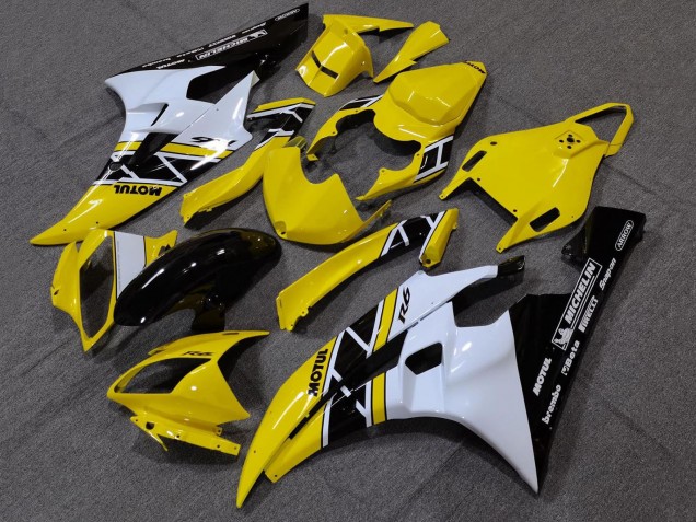 Online Amarillo Blanco Negro Brillante Motul Michelin Carenado Moto Yamaha YZF R6 2006-2007