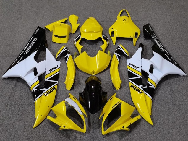 Online Amarillo Blanco Negro Brillante Motul Michelin Carenado Moto Yamaha YZF R6 2006-2007