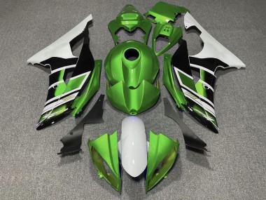 Online Blanco Verde Negro Brillante Raya Carenado Moto Yamaha YZF R6 2008-2016