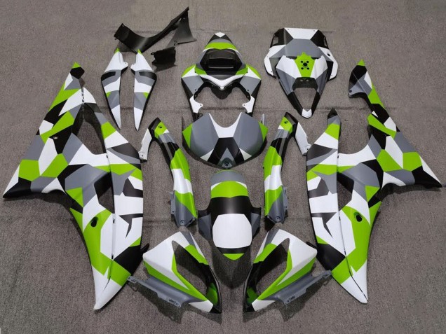 Online Blanco Verde Gris Negro Camouflage Carenado Moto Yamaha YZF R6 2008-2016