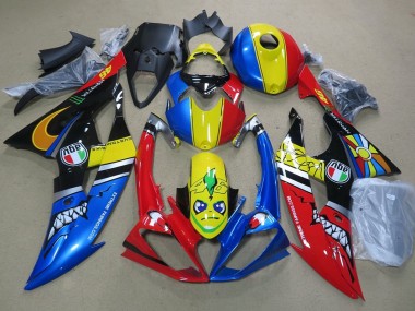 Online Azul Amarillo Rojo Negro Tiburón Carenado Moto Yamaha YZF R6 2008-2016