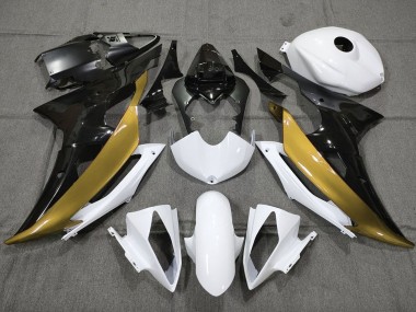 Online Blanco Oro Negro Brillante Carenado Moto Yamaha YZF R6 2008-2016