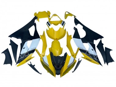 Online Amarillo Blanco Negro Raya Carenado Moto Yamaha YZF R6 2008-2016