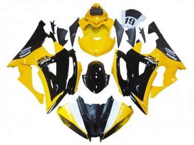 Online Amarillo Negro Brillante Carenados Moto Yamaha YZF R6 2008-2016