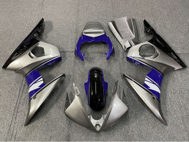 Online Plata Azul Negro Blanco Carenado Moto Yamaha YZF R6 2005