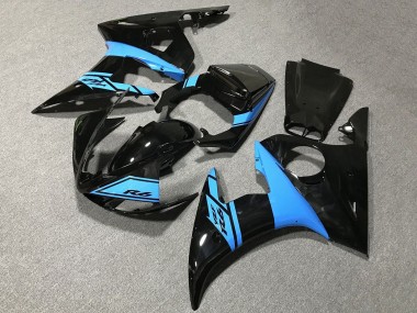 Online Negro Brillante Azul Claro Carenado Moto Yamaha YZF R6 2005