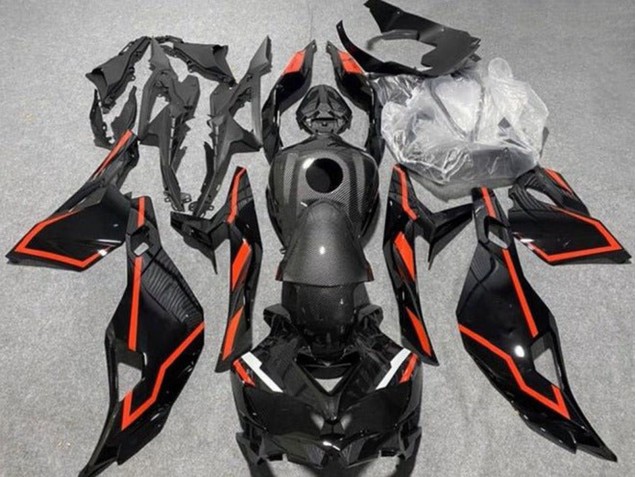 Online Falso FibraCarbono Negro Rojo Carenado Moto Kawasaki ZX4R ZX-4RR 2019-2025