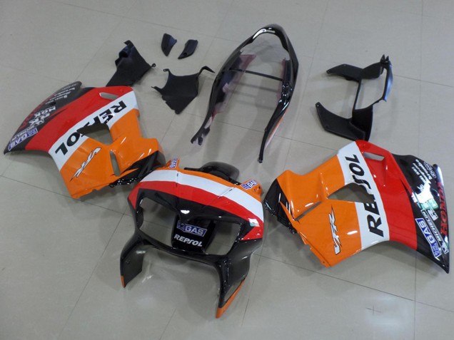 Online Naranja Blanco Rojo Negro Brillante Repsol Carenado Moto Honda VFR 800 1998-2001
