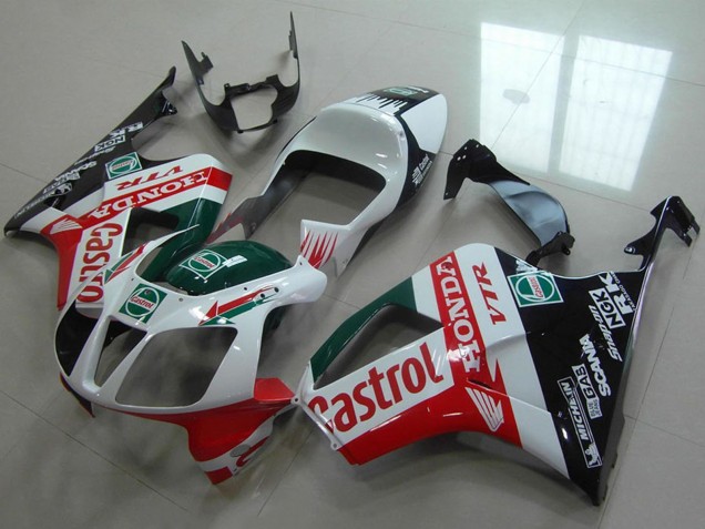 Online Blanco Rojo Verde Negro Brillante Castrol Carenados Moto Honda VTR1000 2000-2006