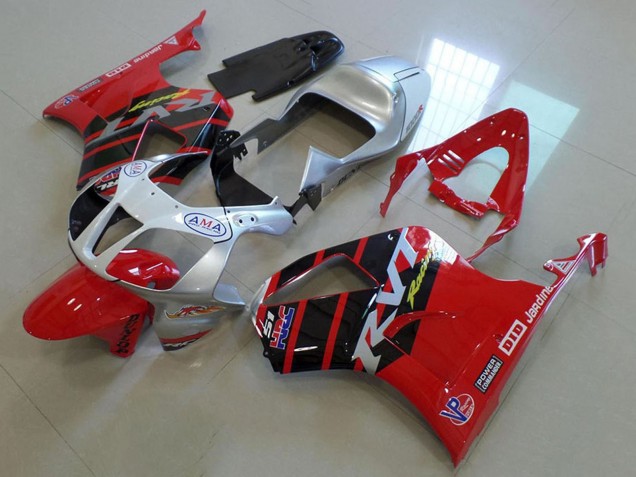 Online Plata Rojo Negro Brillante Raya Carenado Moto Honda VTR1000 2000-2006