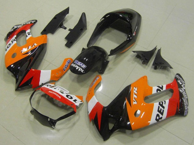 Online Naranja Blanco Rojo Negro Brillante Repsol Carenado Moto Honda VTR1000F 1997-2005