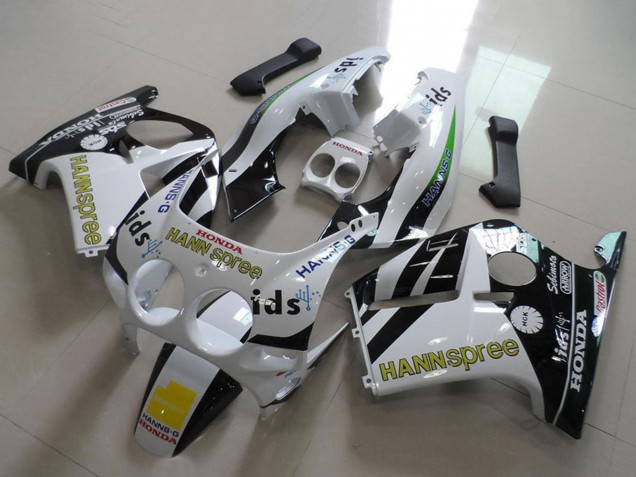 Online Blanco Amarillo Negro Brillante Hannspree Carenado Moto Honda CBR250RR MC19 1988-1989