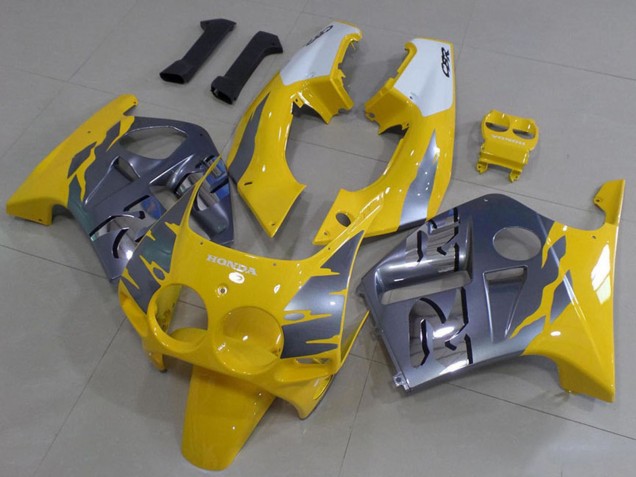 Online Blanco Amarillo Plata Carenado Moto Honda CBR250RR MC19 1988-1989
