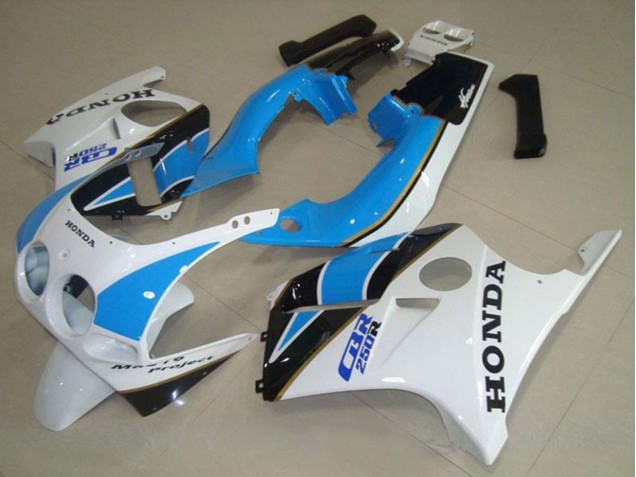 Online Blanco Azul Claro Negro Brillante Carenados Moto Honda CBR250RR MC19 1988-1989