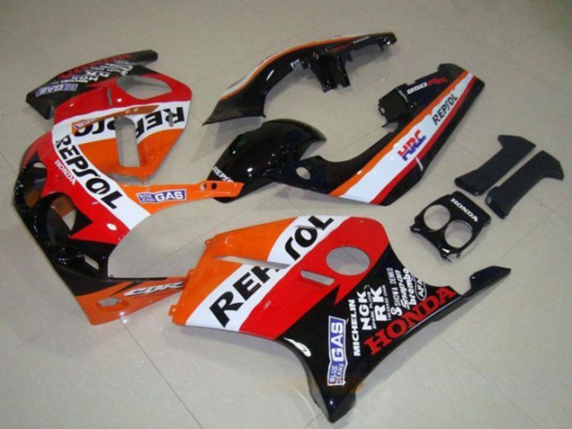 Online Naranja Blanco Rojo Negro Brillante Repsol Carenado Moto Honda CBR250RR MC19 1988-1989