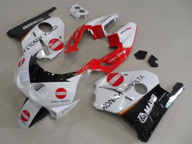 Online Blanco Rojo Negro Brillante Konica Minolta Carenado Moto Honda CBR250RR MC22 1990-1998