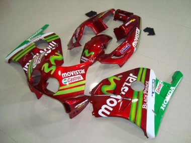 Online Rojo Blanco Verde MoviStar Carenado Moto Honda CBR250RR MC22 1990-1998